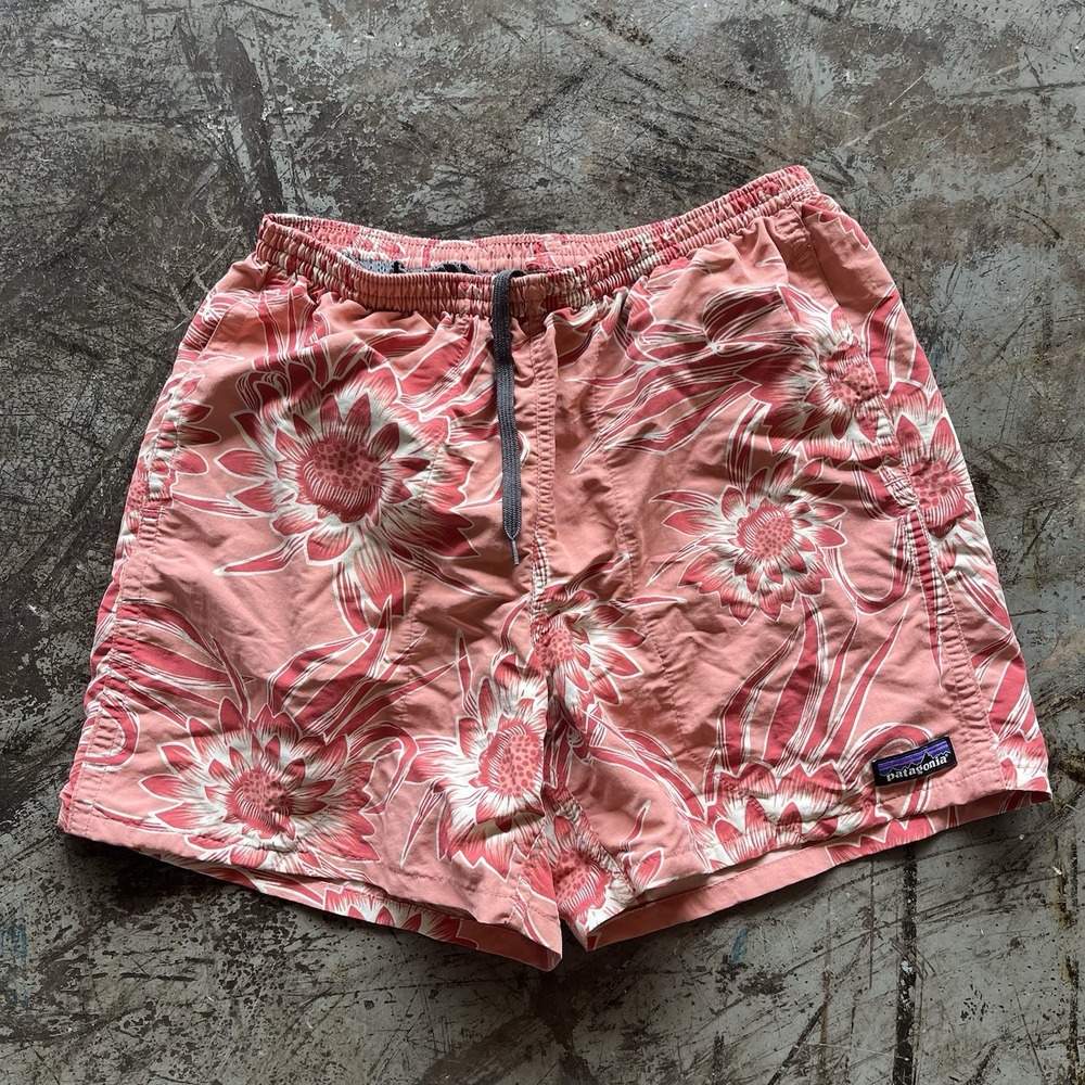 Patagonia 57021 Pink‎ Floral Baggies Men's Swim Trunks 5" Shorts Sz Small